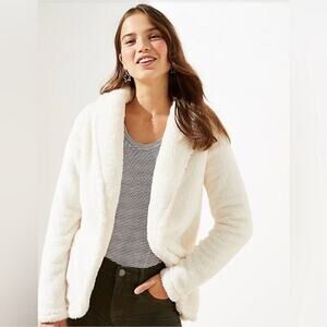 LOFT Faux Sherpa Shawl Collar Teddy Jacket Size: M